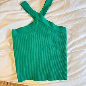 House of Harlow x revolve Green Ribbed Halter Top